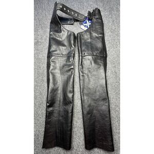 X Element Leather Chaps Mens XS Black B7556 Motorcycle Riding Zip Leg Gear